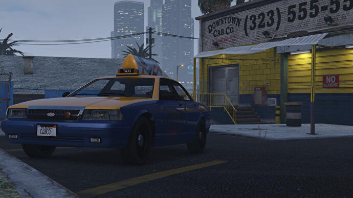 GTA Online, Downtown Cab Company building and Taxi